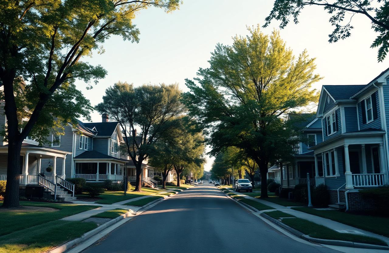 Residential neighborhood street in Columbus, Georgia.